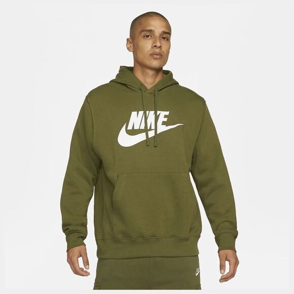 Nike Olive Green Hoodie NSW Club Rough Green/White Sweatshirt Large - Picture 7 of 9